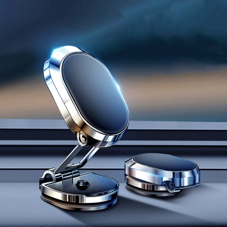 Rotating magnetic car phone holder in metal-like silver with black circular mount