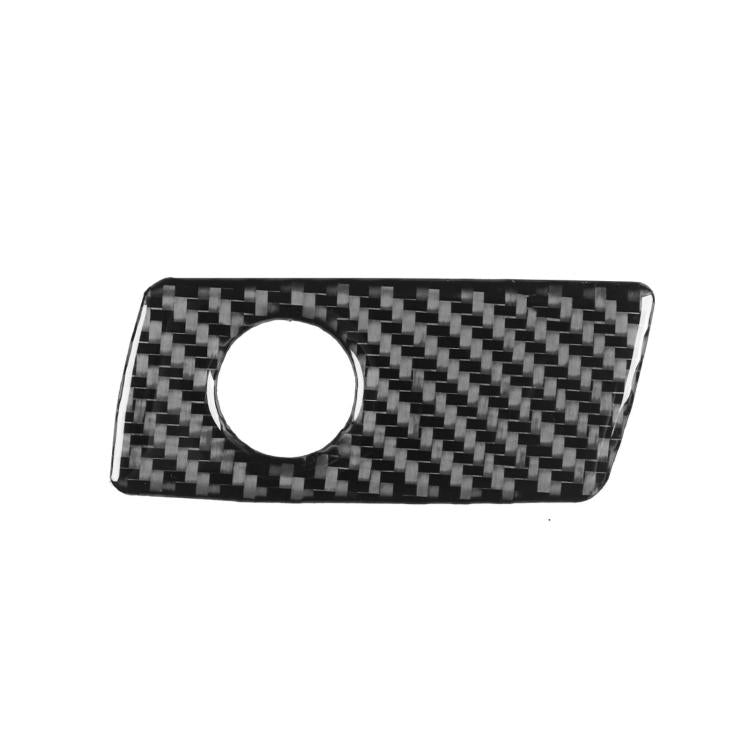 Carbon fiber glove box handle sticker, dark gray with circular cutout