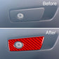 Glove box handle sticker, red carbon fiber with circular cutout