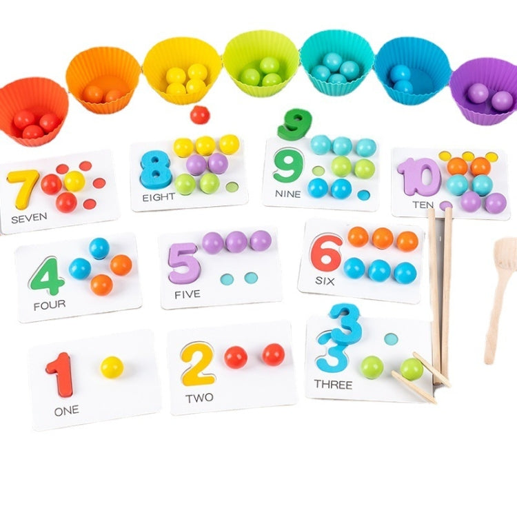 Clip bead cups and number cards 1–10 for matching and counting practice
