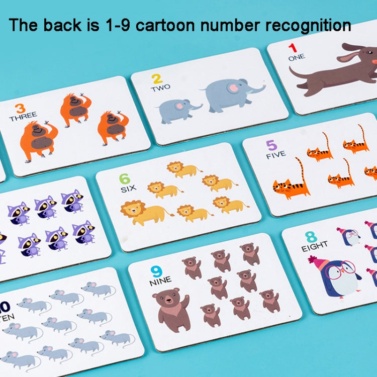 Back number recognition cards with animal pictures labeled 1–9