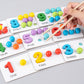 Clip bead number cards with colorful beads, plus wooden sticks held in hand