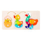 Wooden 3D duck growth jigsaw puzzle toy with numbered pieces on board