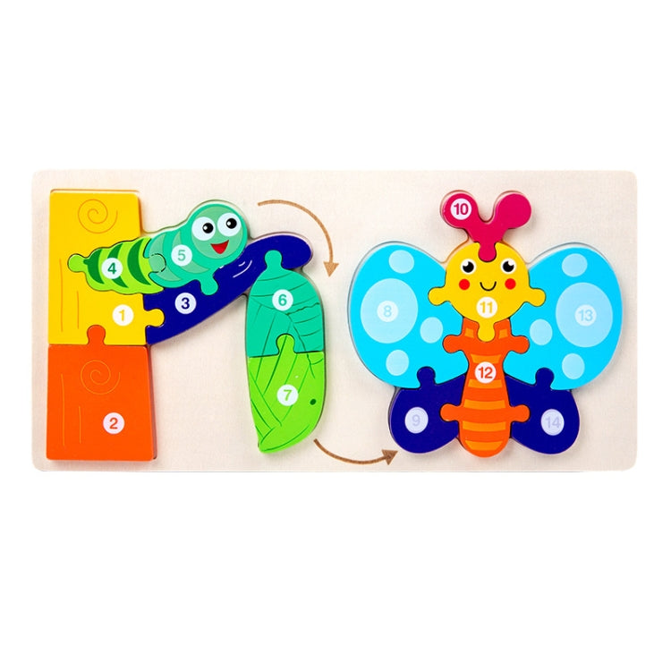 Wooden 3D frog and mouse growth jigsaw puzzle toy with numbered pieces