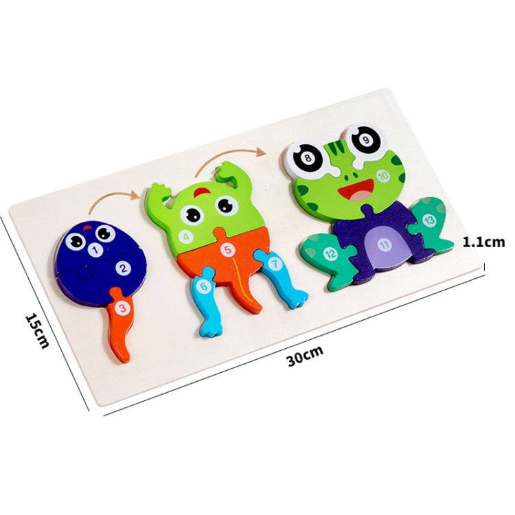 Wooden 3D animal growth jigsaw puzzle board with 30cm size indicator