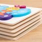 Stack of wooden 3D jigsaw puzzle boards for animal growth toy