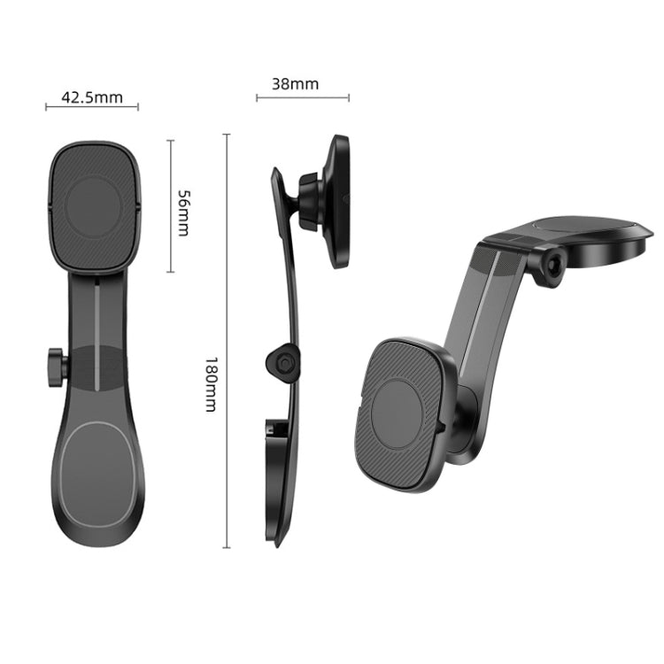 Adjustable black magnetic phone holder with vent-style mount and textured back plate