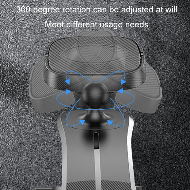 Black magnetic phone holder showing multi-direction adjustable rotation for viewing