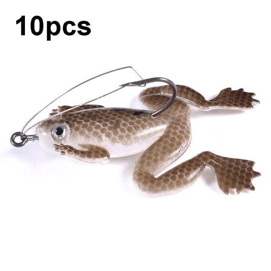 Gray frog floating fishing lure with treble hook and lifelike eye