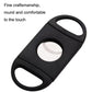 Black cigar crusher with oval blade opening and large finger pull ring handle