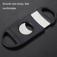 Black cigar crusher with silver blade insert and rounded loop handle
