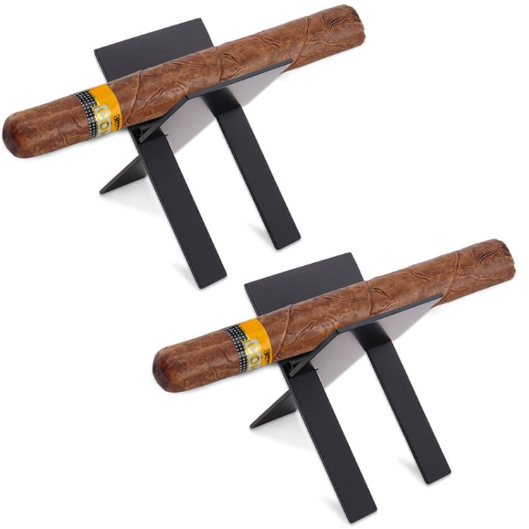 Folding cigarette holder set of two with brown grip sleeves and black metal stand