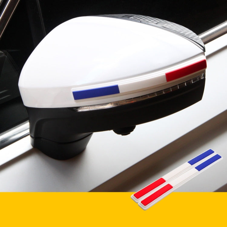 Car door side anti-collision rubber strip, white edge with blue inlay and red accent