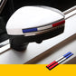 Car door side anti-collision rubber strip, black base with blue inlay and red accent