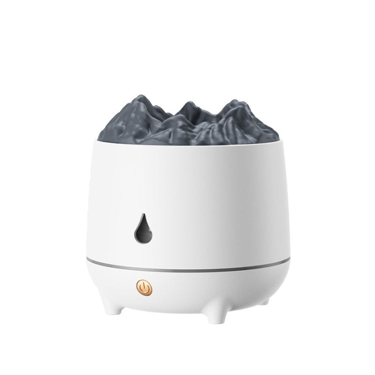 White tabletop simulation flame humidifier with glowing night light and faux flame top