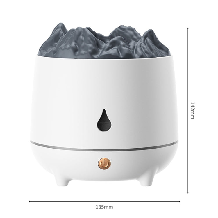 White simulation flame humidifier with centered flame window and warm light indicator