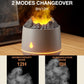 White simulation flame humidifier producing mist with warm amber glow through flame light