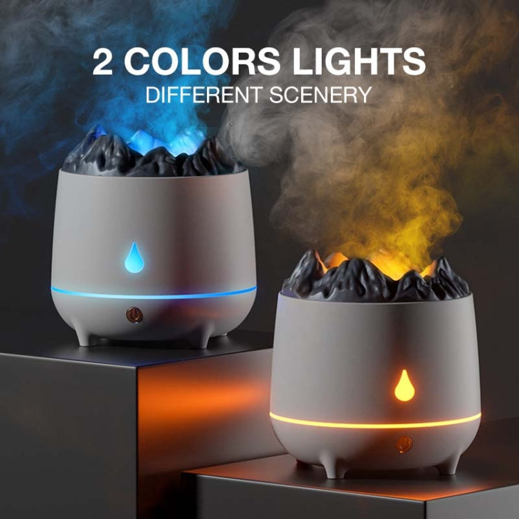 Two simulation flame humidifiers showing blue and orange night-light glow with faux flames