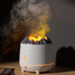 White simulation flame humidifier with mist cloud and warm orange glowing flame light