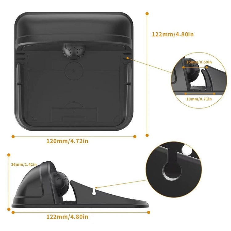 Black silicone phone bracket with size labels and side grip cutout