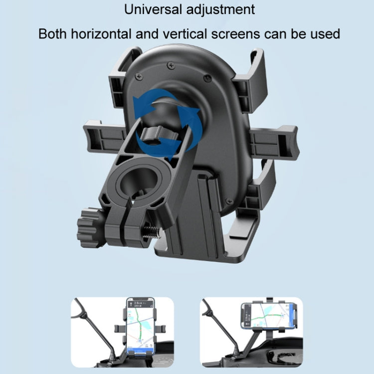 Black adjustable motorcycle phone holder for horizontal or vertical screen mounting