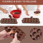 Flexible brown silicone egg chocolate mold with removable tray and cavity inserts