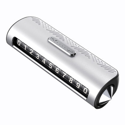 Silver safety hammer number plate with black digit strip