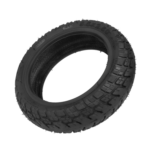 9.5x2.5 off-road tubeless scooter tire, black tread profile view