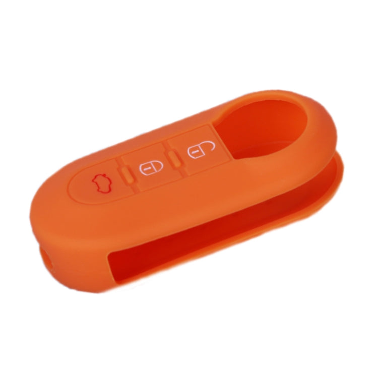 Orange silicone 3-button folding remote key fob case with access cutouts