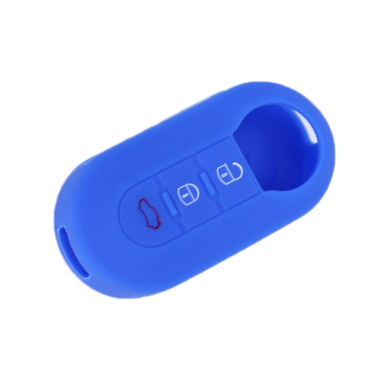 Blue silicone 3-button folding remote key fob case with keyring opening