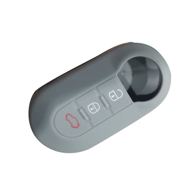 Gray silicone 3-button folding remote key fob case with button icon panel