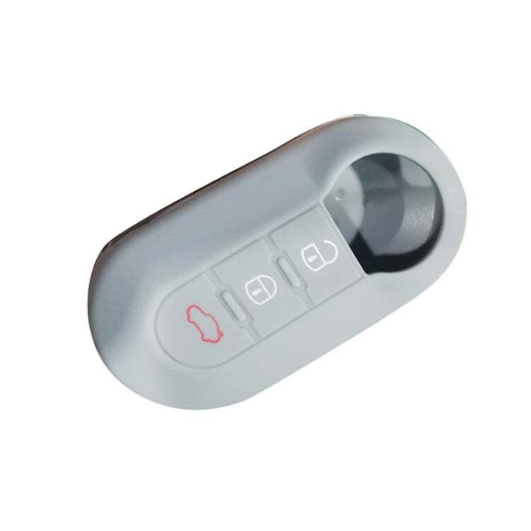 Light gray silicone 3-button folding remote key fob case with keyring cutout