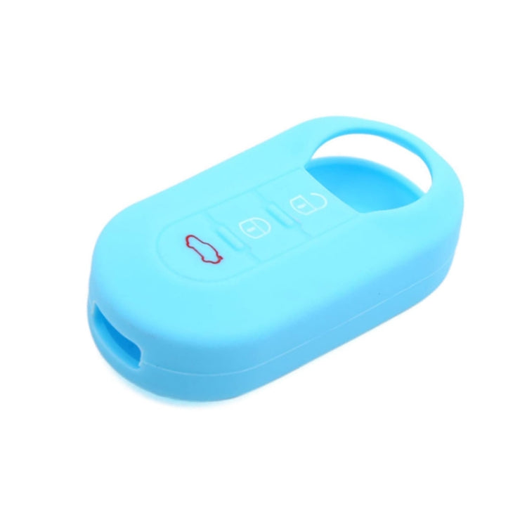 Light blue silicone 3-button folding remote key fob case with keyring slot