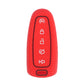 Silicone key fob case for 5-button remote, red with black icon panel and button cutout