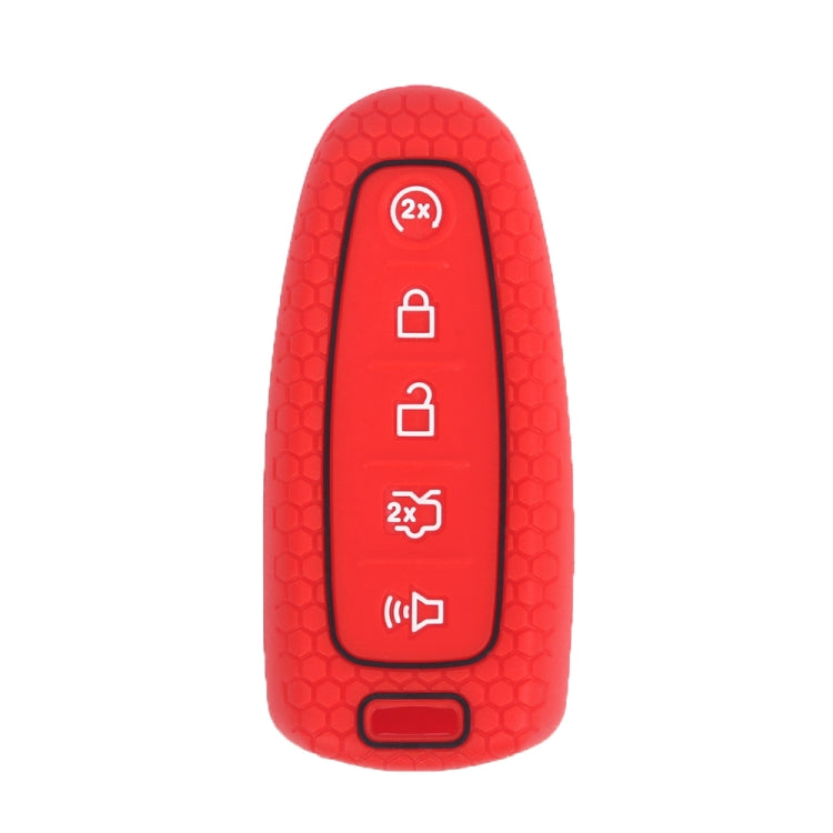 Silicone key fob case for 5-button remote, red with black icon panel and button cutout