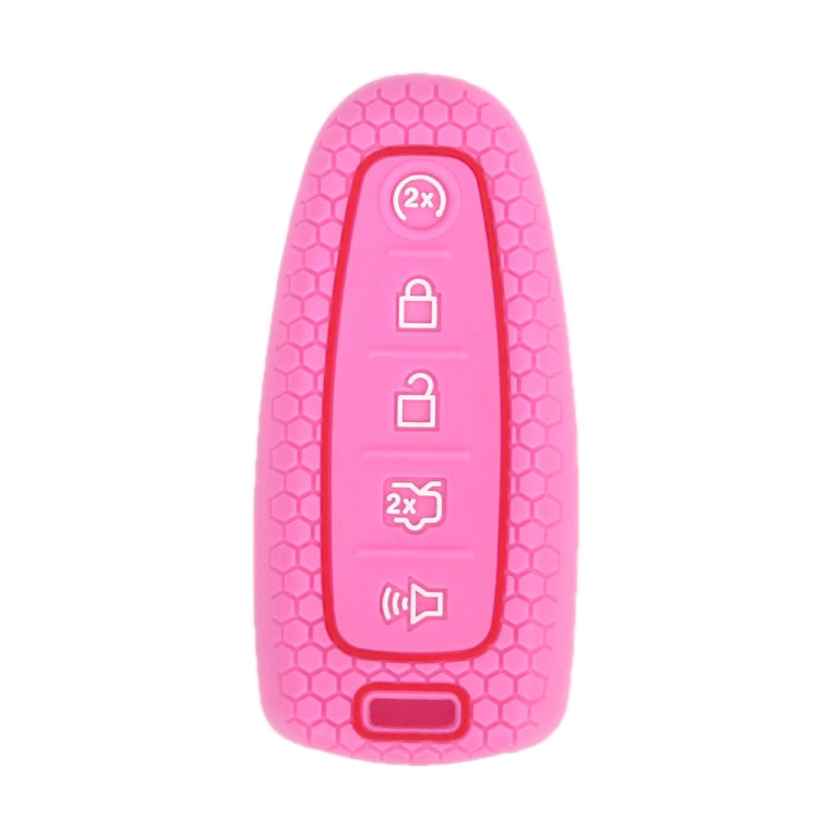 Silicone key fob case for 5-button remote, pink with clear icon panel and button cutout