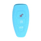 Sky blue folding three-button key protect cover, silicone-style case with key icons