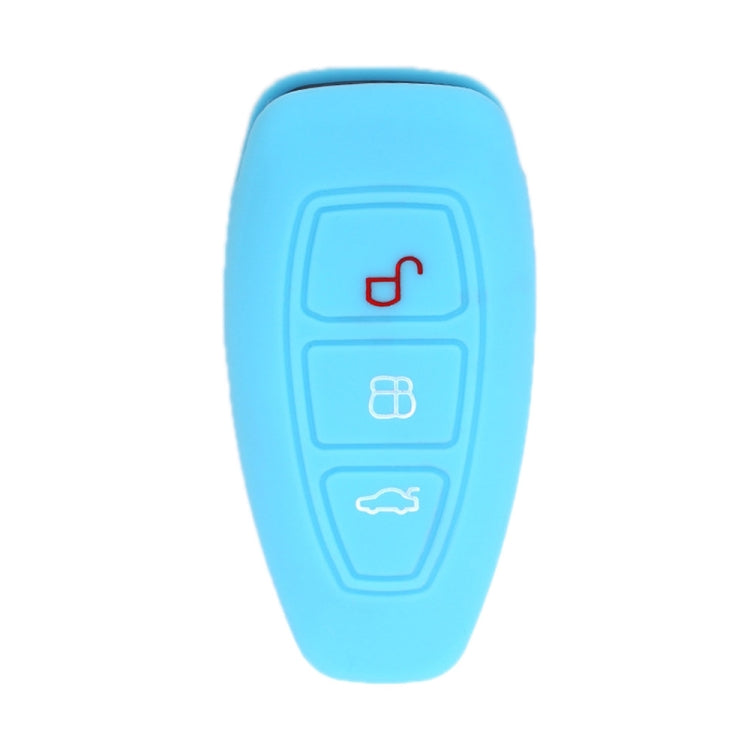 Sky blue folding three-button key protect cover, silicone-style case with key icons