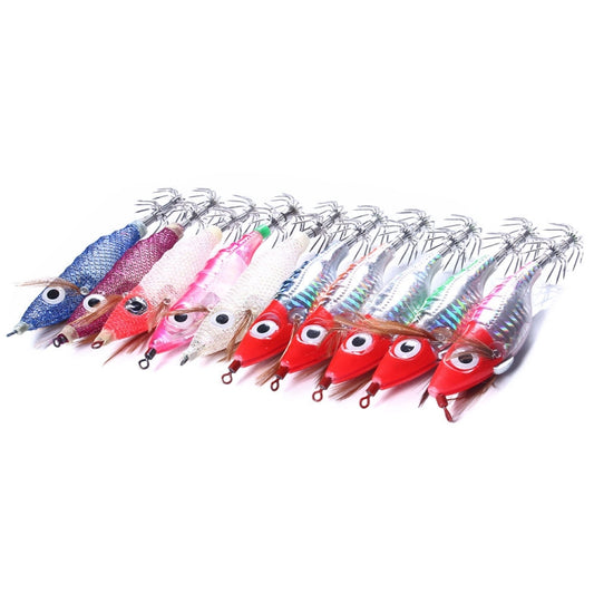 Assorted colorful squid needle fishing lures with multiple wire hooks