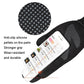 Black cycling gloves with anti-slip silicone pellets on the palm, open fingertips