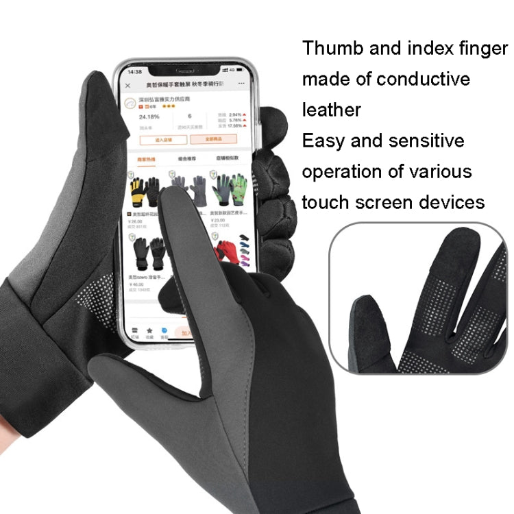 Black open-fingertip gloves using fingertips on a smartphone touchscreen