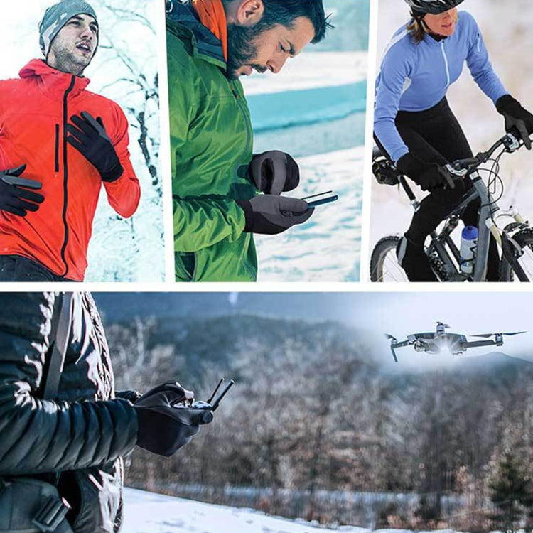Outdoor cycling gloves in black worn by riders in winter conditions