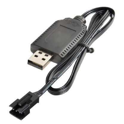 USB charging cable with smart protection module and two-pin battery connector, black wire