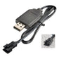 USB to battery charging cable with smart protection module and black two-pin tips