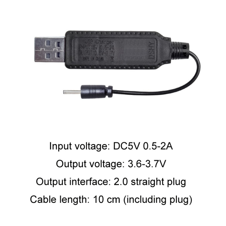 USB to barrel charging cable with inline controller and DC plug leads