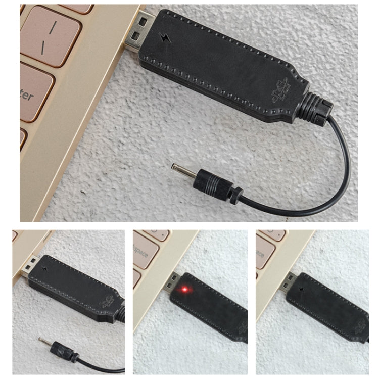 USB charging cable with black controller housing and red LED power indicator