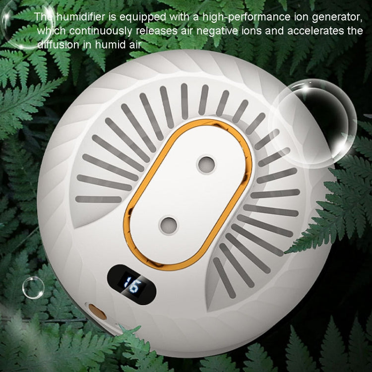 White humidifier with circular air vents and orange-edged nozzle panel detail