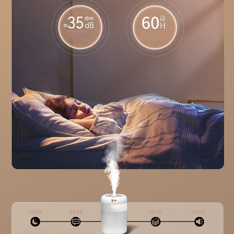 White humidifier producing mist with visible indicator light circles