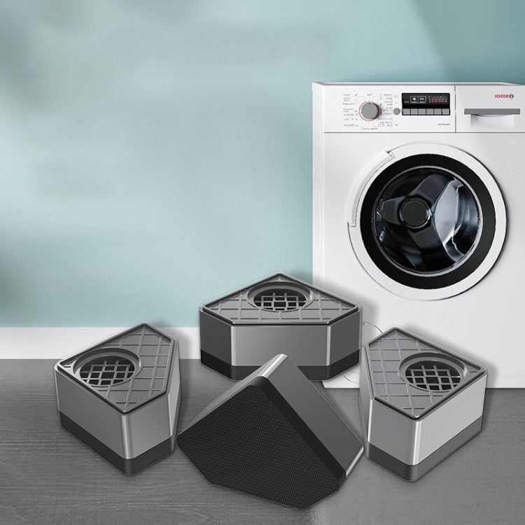 Four grey and black appliance floor pads with textured non-slip surfaces