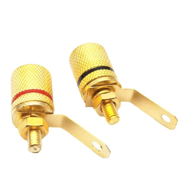 Gold-plated 4mm banana plug terminals, angled spade leads with red/black bands (pair)